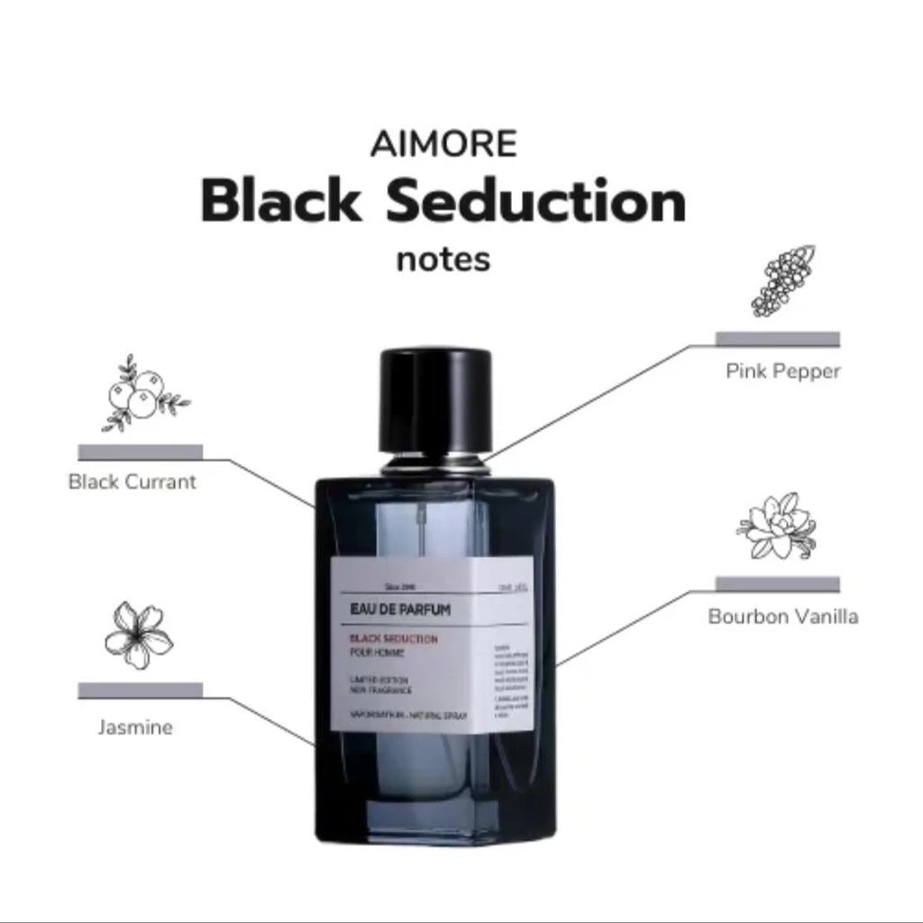 HANNA'S SECRET -  BLACK SEDUCTION   SINCE2000 EAU DE PARFUM POUR HOMME LIMITED EDITION NEW FRAGRANCE 100ml vapor