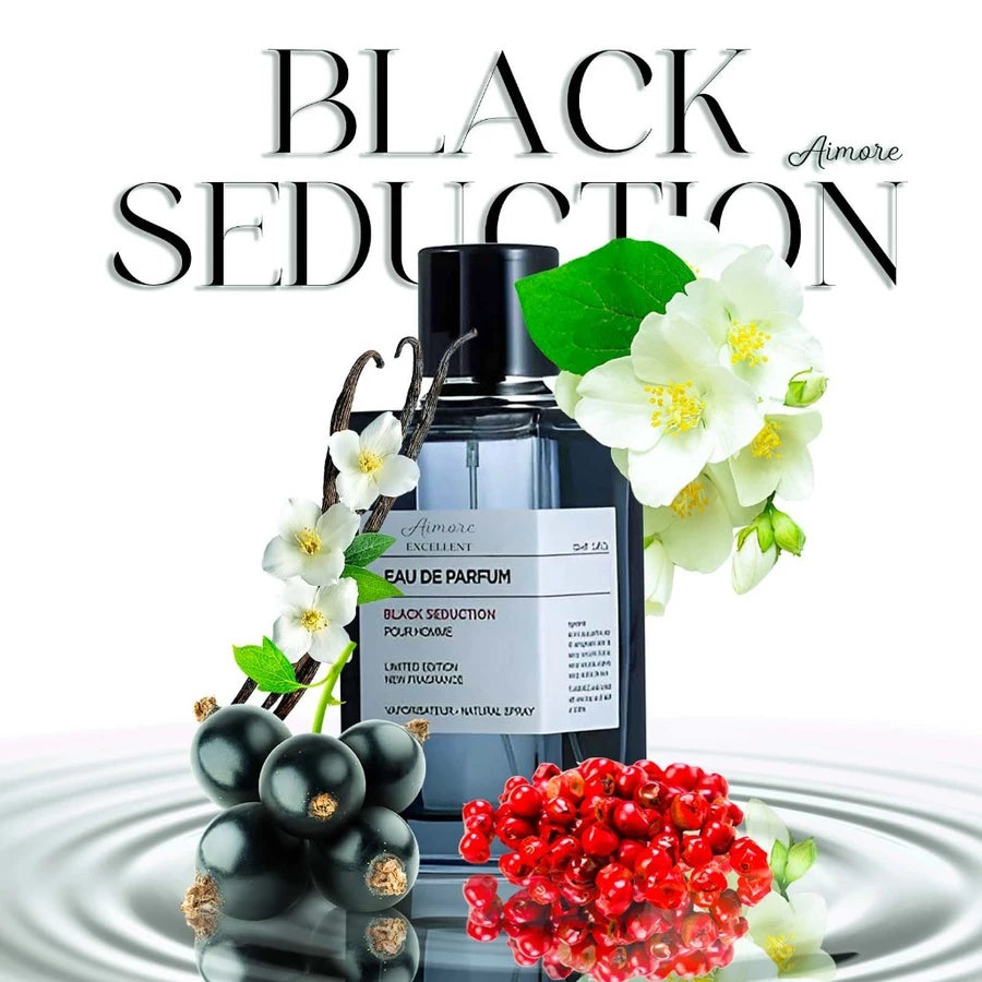 HANNA'S SECRET -  BLACK SEDUCTION   SINCE2000 EAU DE PARFUM POUR HOMME LIMITED EDITION NEW FRAGRANCE 100ml vapor