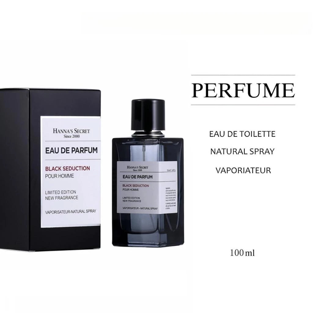 HANNA'S SECRET -  BLACK SEDUCTION   SINCE2000 EAU DE PARFUM POUR HOMME LIMITED EDITION NEW FRAGRANCE 100ml vapor